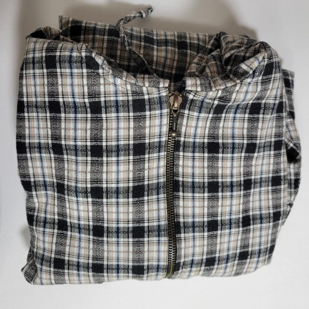 Faded Glory Plaid Hoodie Womens 26W/28W Pullover‎ Lightweight Grunge Y2K Skater